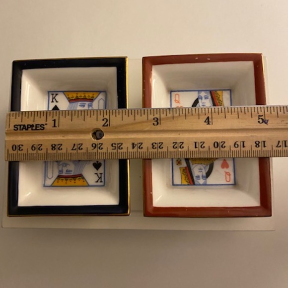 Asianera Hand Painted Bone China King of Spades and Queen of Hearts Tray - Picture 5 of 6